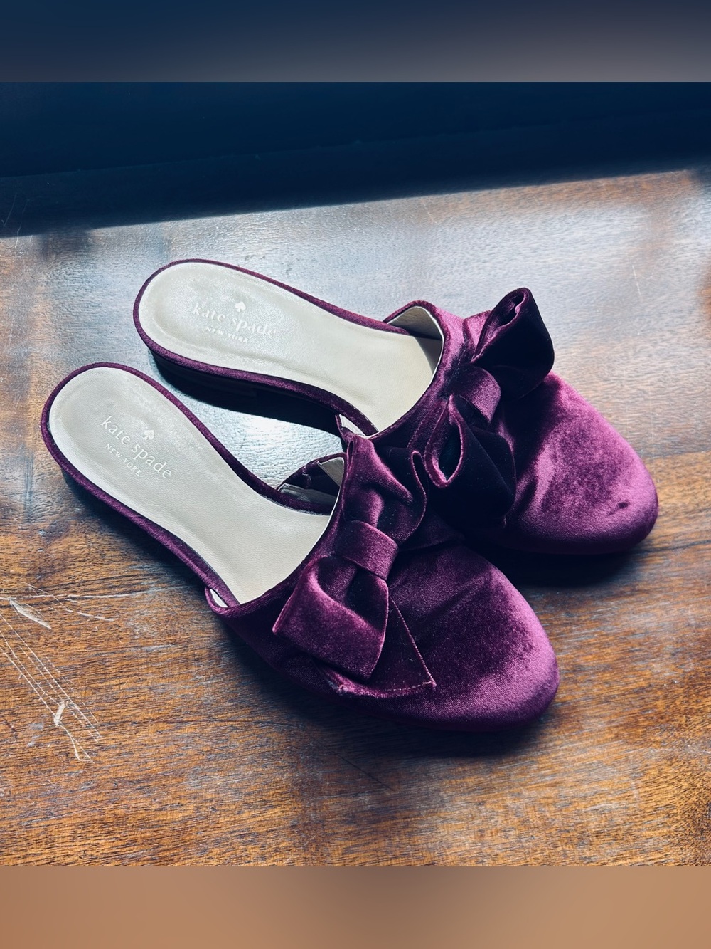 Kate Spade Velvet Bow Mule in Deep Plum Size 8.5